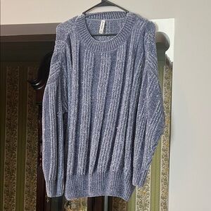 Cozy Blue Cable Knit Sweater